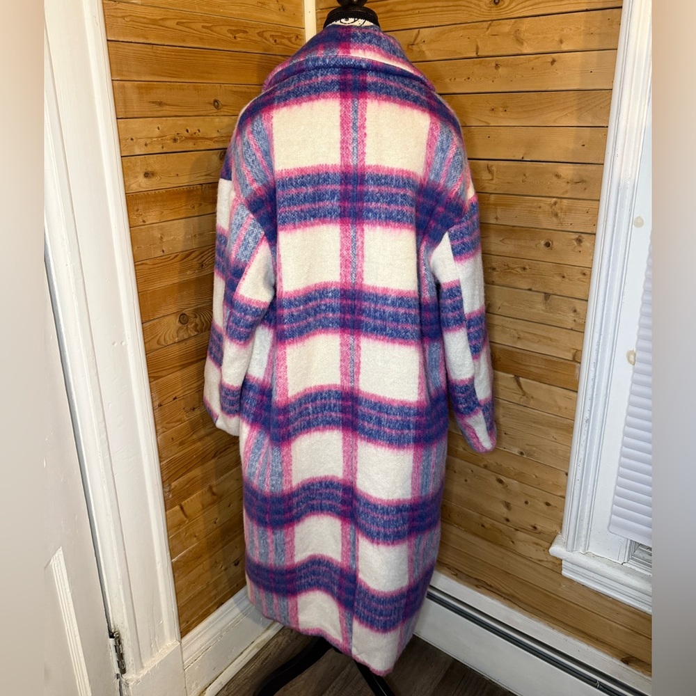Fashion Nova Pink and Purple Plaid Teddy Jacket - Picture 4 of 5